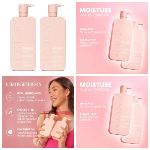 Monday Haircare Kit Hidratação profunda, Moisture com Ácido Hialurônico