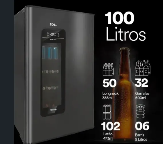Cervejeira EOS Bierhaus 100 Litros Frost Free ECE110 Inox Titanium 110V