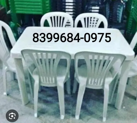 Conjunto de mesa desmontável de plástico com 6 cadeiras 