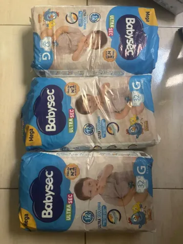 3 pacotes de fralda por 70 reais
