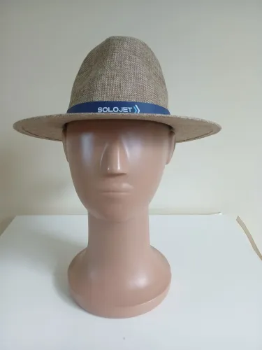 Chapéu Unissex Fibra Natural faixa azul Solojet aviação modelo Fedora Praia Campo Fazenda