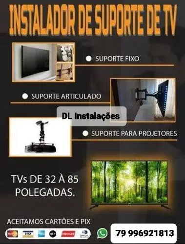 Instalação de suporte de tv em parede, painel porcelanato( venda e instalação)