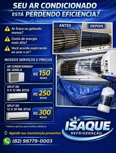 PROMOÇÃO limpeza de ar condicionado split e de janela, manutenção preventiva