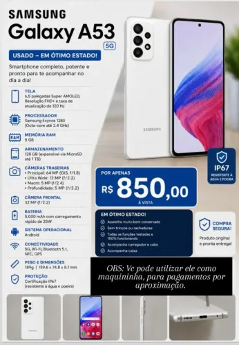 A 53 Samsung em ótimo estado