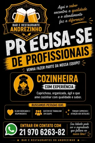 Vaga para cozinheira e petisqueira (o)