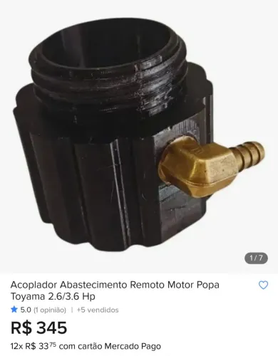 Acoplador remoto abastecimento motor Toyama / Mercury 