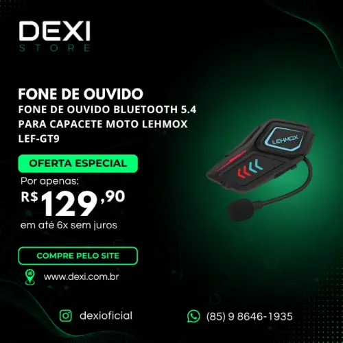 Fone de Ouvido Bluetooth 5.4 para Capacete Moto Lehmox Lef-GT9