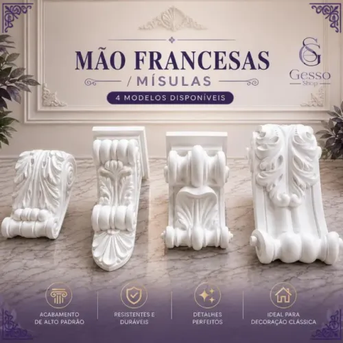Mão Francesa / Mísula / Corbel / Peanha de Gesso Decorativo