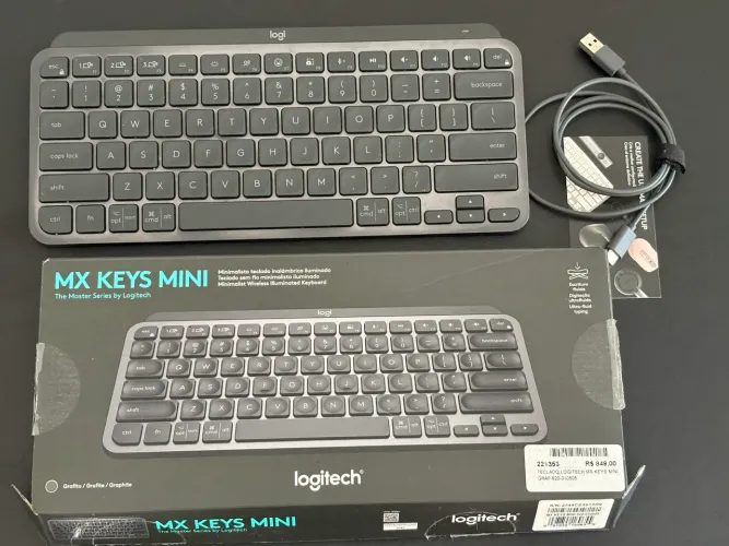 Teclado Bluetooth Logitech MX Keys Mini - Graphite (Completo na Caixa)