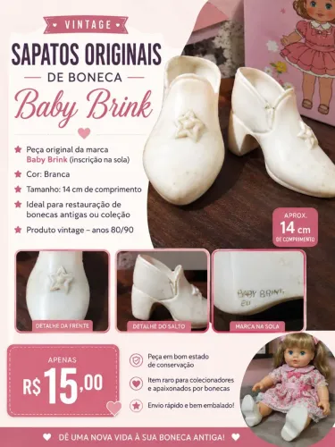 Sapato vintage de boneca