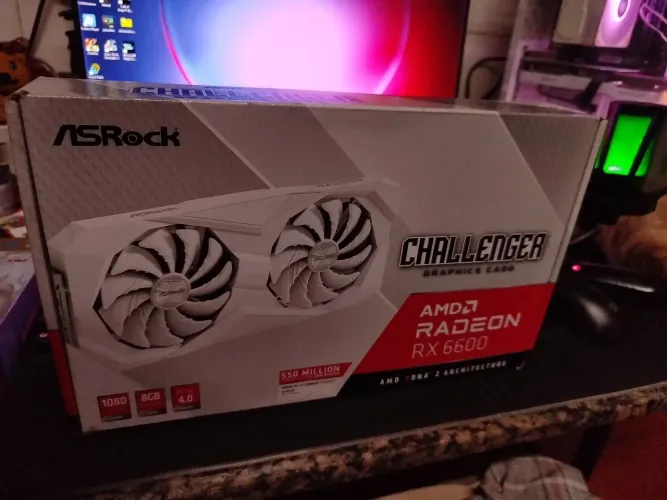 Placa de vídeo Radeon RX6600 Challenger Asrock, 8BG, Dual fan, white