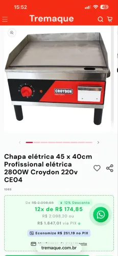 Chapa de lanches CROYDON