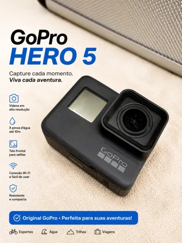 GoPro Hero 5 + 2 Baterias + Kit Completo de Acessórios
