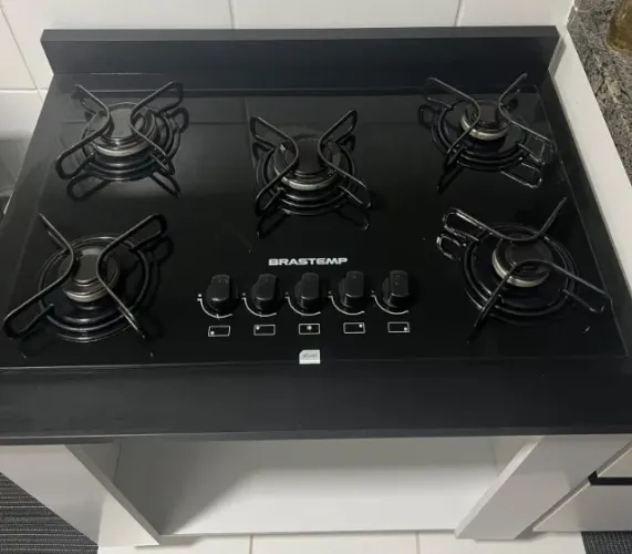 Cooktop Brastemp 5 Bocas Preto Vidro - Ótimo Estado