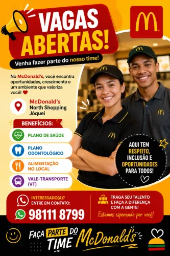 Vaga de emprego Mc donalds Joquei
