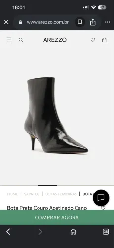 AREZZO NOVA COURO PRETA BOTAS 