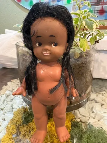 Boneca Antiga Vintage Anos 60/70 Vinil Pele Negra Roupa Original