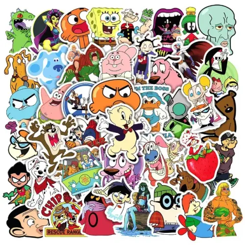 Kit 50 Adesivos de Desenhos Animados Clássicos - Pcs Peças Unidades Autocolantes