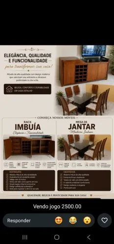 Mesa e móvel de madeira IMBUIA