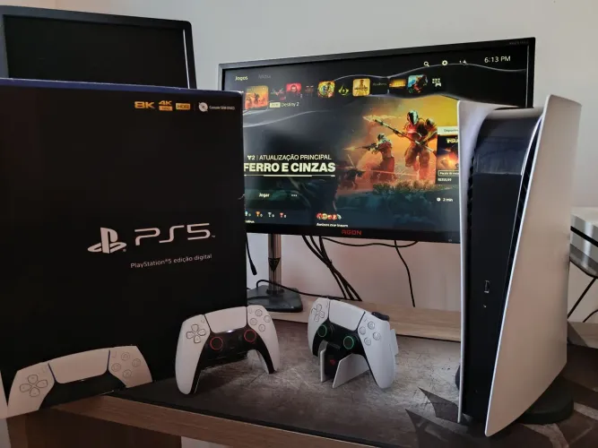 Ps5 versão digital + controle + base