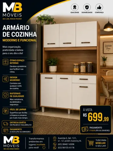 Promoção de armário de cozinha em mdp 06 portas e 01 gaveta novo. 