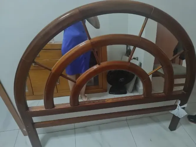 Cabeceira de madeira com espelho cama casal