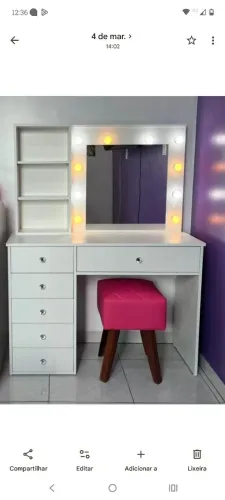 Camarim Isabela em mdf com banqueta e sapateira de brinde