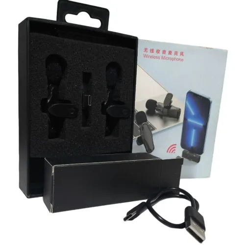 Kit 2 Microfones Lapela Sem Fio Wireless USB-C - Novo