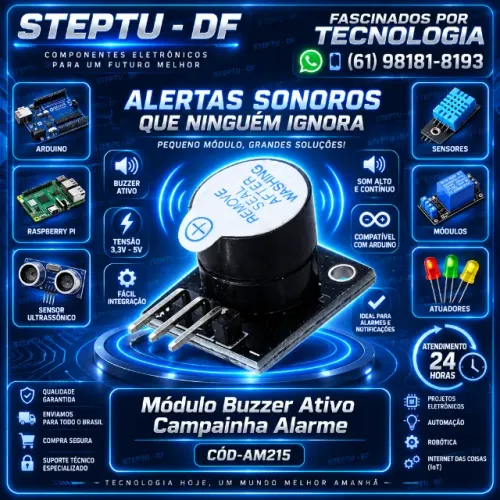Buzzer Ativo Campainha Alarme Modulo Arduino Automação Robotica COD-AM215