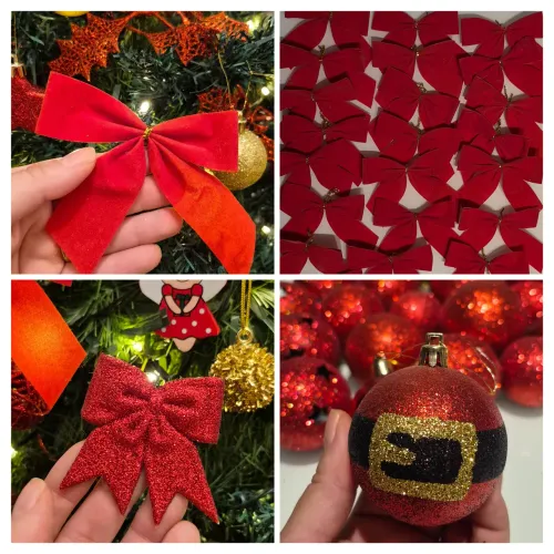Kit 136 pçs natal vermelho e dourado 