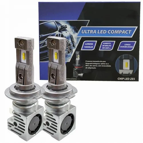 Kit Lâmpada Ultra Led Compact H7 10 Mil Lumens - S-10 / Palio / Toro / Triton