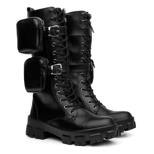 Bota Coturno Feminina Tratorada