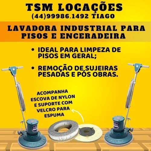 Alugar - Lavadora de pisos e enceradeira para limpeza (Aluguel / Locação) Maringá-Sarandi