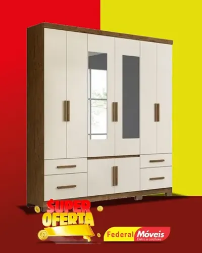 Guarda Roupa Casal 8 Portas 4 Gavetas Espelho Direto da Fabrica Promoção