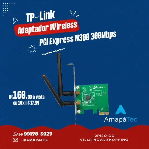 Placa de Rede TP-Link PCI Express N300 300Mbps