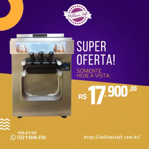 Máquina de Sorvete expresso 3 bicos nova millani soft 