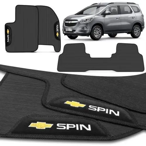 Tapete Chevrolet Spin 2012 - Borracha - Preto 3 Peças - W1208