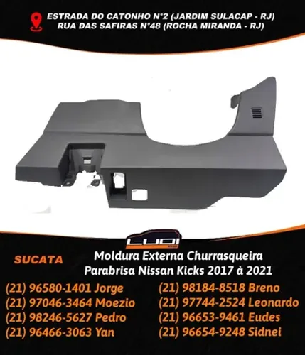 Moldura Externa Churrasqueira Parabrisa Nissan Kicks 2017 à 2021