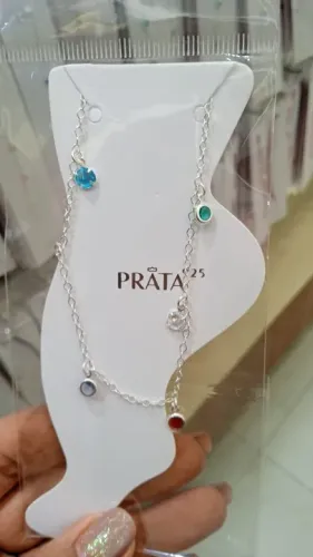 Tornozeleira Prata 925 Indiana com Círculos em Zircônia