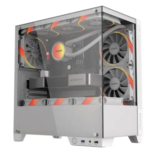 Gabinete Gamer Pcyes Forcefield Twr White Ghost *Sem Fan* - Micro-ATX e Mini-ITX - WZetta