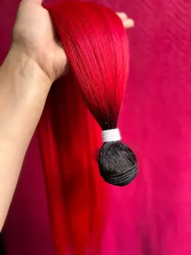 Cabelo humanizado tela Humanizado bio humano vegetal 70cm 130g VERMELHO RED