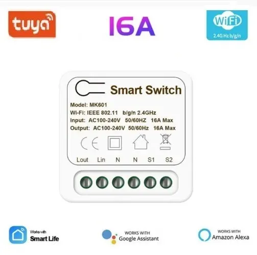 Relé Tuya 16A - Com monitor de consumo elétrico - Automação de Lâmpadas e Tomadas - Alexa