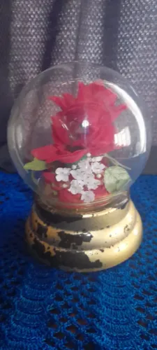 Antigo globo de vidro com flor