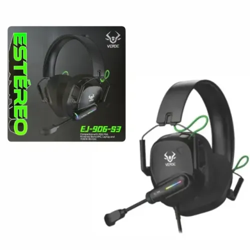 Lacrado Headphone Estéreo com Led e Microfone VERDE EJ-906-53