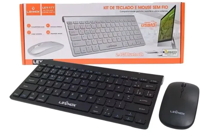 Kit Teclado + Mouse Sem Fio Slim Preto