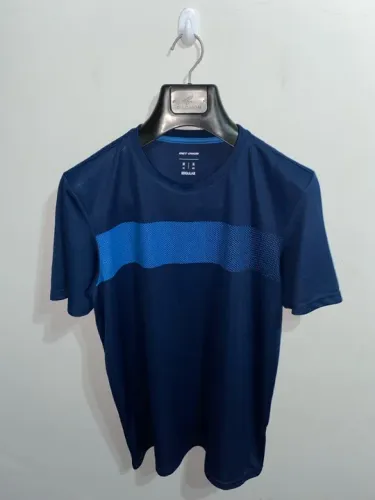 Camiseta de manga curta azul com faixa - Get over M