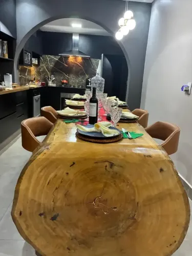 Mesa Cascata 3mt Curva L Maciça Rústica Orgânica Prancha Borda Organica Pronta Entrega