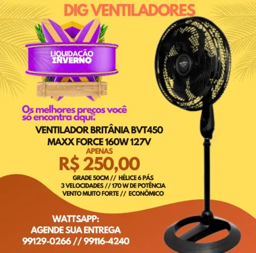 Ventilador de Coluna (Pé) Britânia Muito Forte R$ 250,00 Fazemos Entrega Liquidação