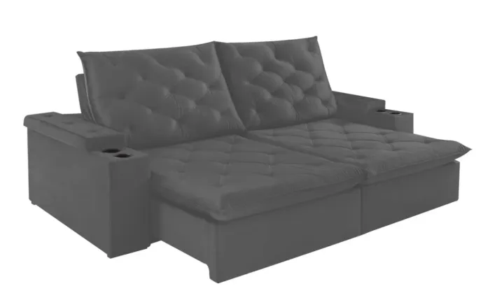 Sofá Retrátil Reclinável 2,30m Arpoador Molas Espirais r98