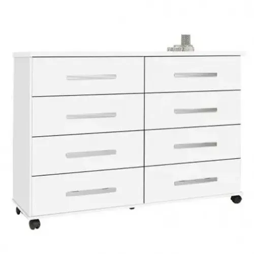 COMODA JADE 8G C/RODIZIOS - BRANCO